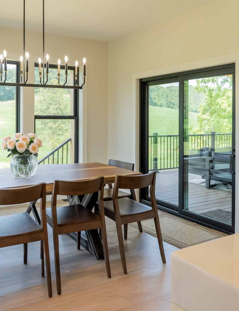 ProVia Endure windows and patio door from inside a dining room